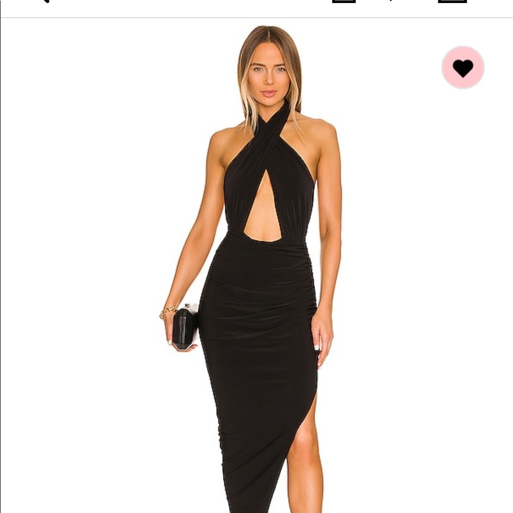 Norma Kamali- Cross Halter Side Drape Gown